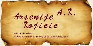 Arsenije Kojičić vizit kartica